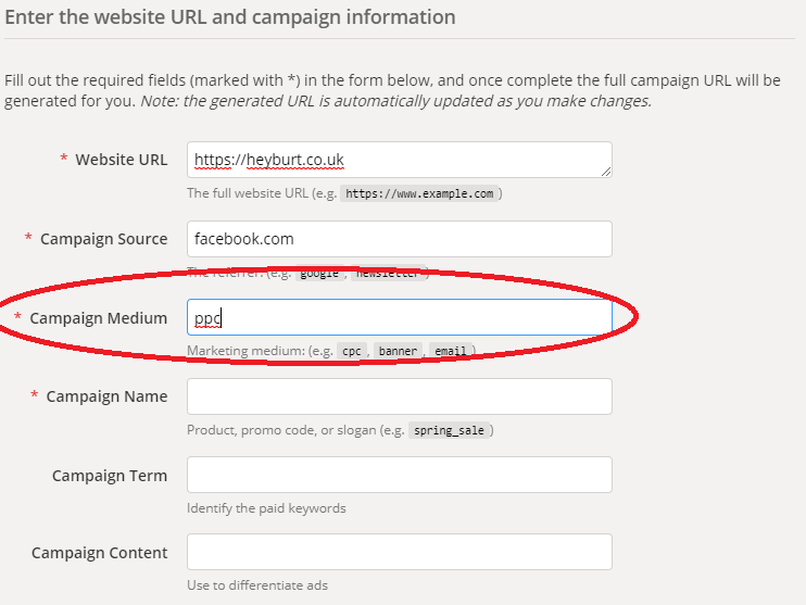 campaign medium Google URL Campaign Builder. 